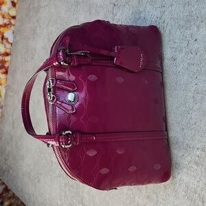Coach Cranberry Peyton Link C Embossed Leather  Domed Satchel